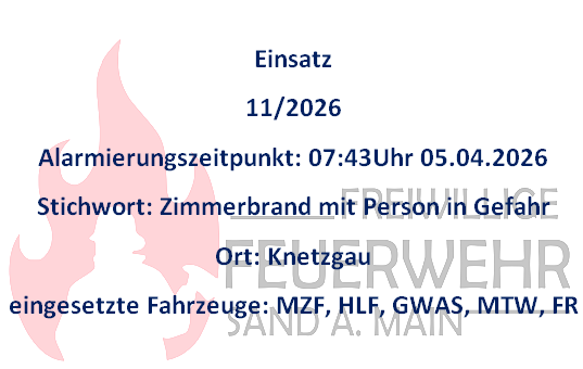 Einsatz 05.04.2026 B3 Zimmerbrand mit Person in Gefahr Einsatz 05.04.2026 B3 Zimmerbrand mit Person in Gefahr