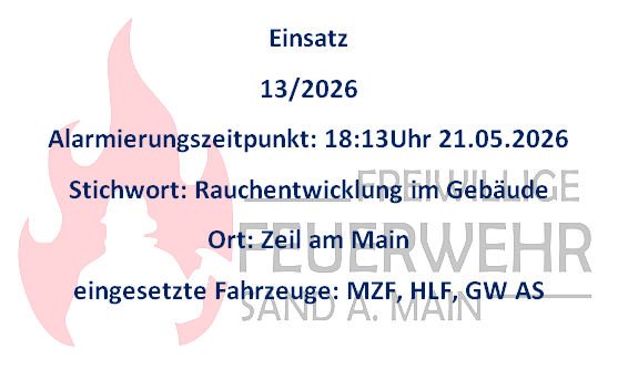 Einsatz 21.05.2026 B3 Rauchentwicklung im Gebäude mit Person in Gefahr Einsatz 21.05.2026 B3 Rauchentwicklung im Gebäude mit Person in Gefahr