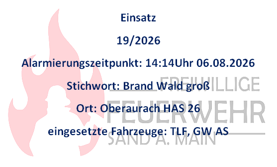 Einsatz 06.08.2026 B Brand Wald groß